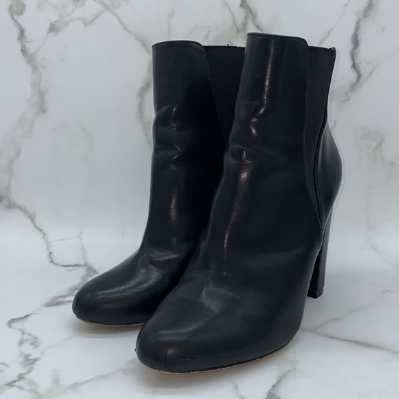 ALDO black leather block heels ankle booties - Picture 3 of 6